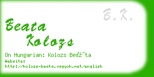 beata kolozs business card